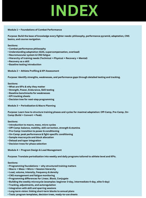 Fighter's Strength and Conditioning System