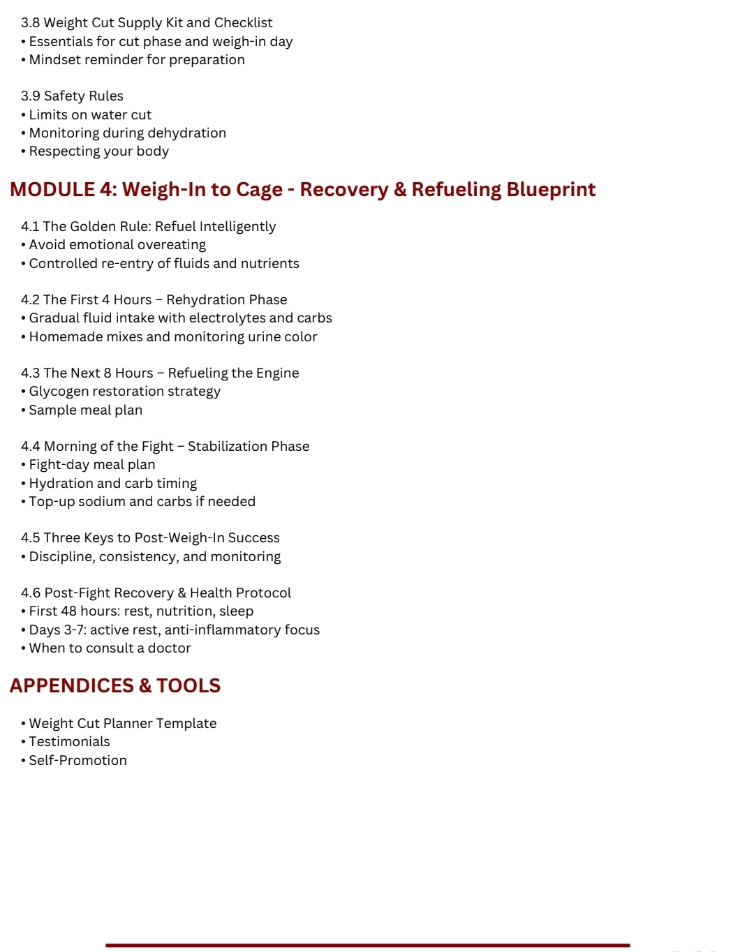 THE FIGHTER'S WEIGHT CUT SYSTEM