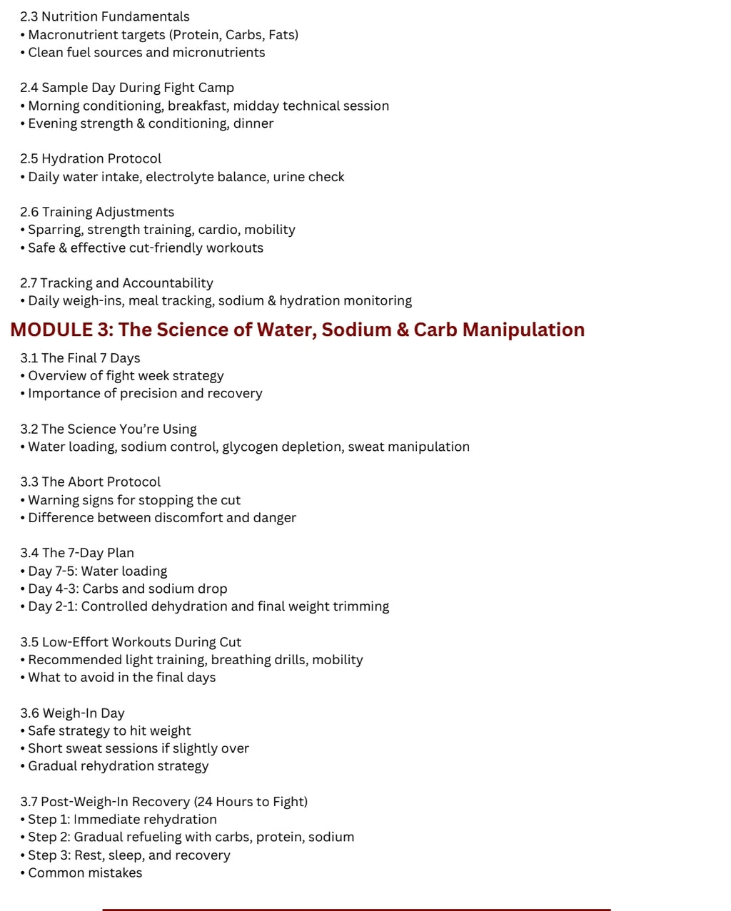 THE FIGHTER'S WEIGHT CUT SYSTEM